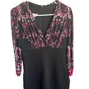 Maggy London 3/4" sleeve V neck cocktail Empire waist dress sz 10